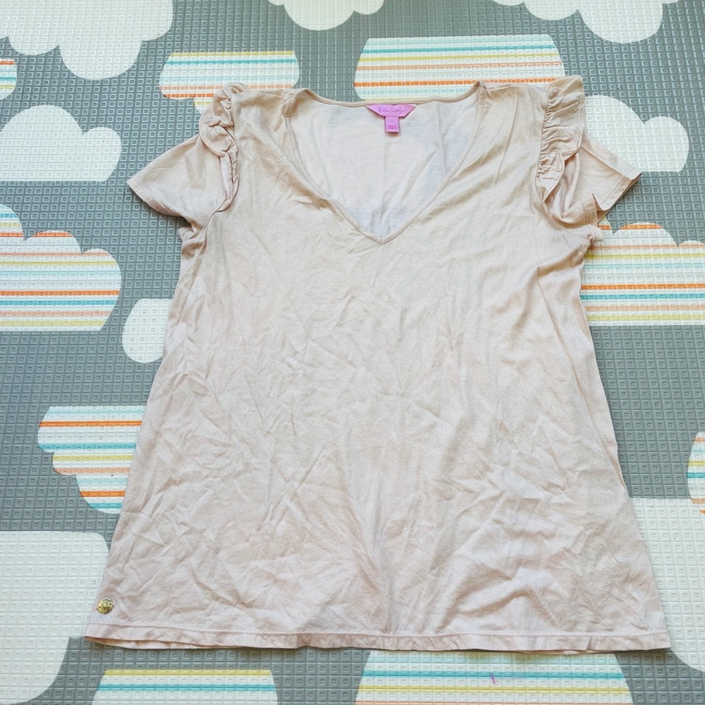 Lilly Pulitzer Samira Top Sand Bar Shoulder Ruffle - Picture 3 of 6